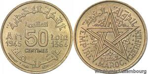 R7920 Morocco 50 Centimes Mohammed V AH 1364 1945 A Paris AU -> Make offer