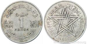 R7927 Morocco 1 Franc Mohammed V AH 1370 1951 A Paris -> Make offer