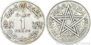 R7928 Morocco 1 Franc Mohammed V AH 1370 1951 A Paris -> Make offer