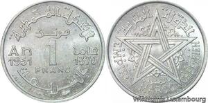 R7930 Morocco 1 Franc Mohammed V AH 1370 1951 A Paris UNC -> Make offer