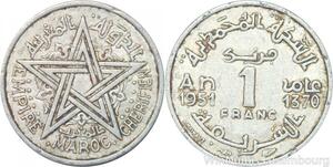 R7937 Morocco 1 Franc Mohammed V AH 1370 1951 A Paris -> Make offer