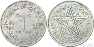 R7939 Morocco 1 Franc Mohammed V AH 1370 1951 A Paris -> Make offer