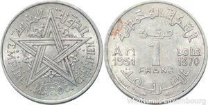 R7943 Morocco 1 Franc Mohammed V AH 1370 1951 A Paris -> Make offer