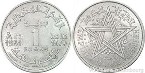 R7946 Morocco 1 Franc Mohammed V AH 1370 1951 A Paris -> Make offer