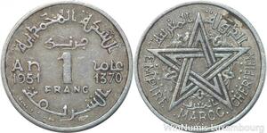 R7948 Morocco 1 Franc Mohammed V AH 1370 1951 A Paris -> Make offer