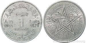 R7950 Morocco 1 Franc Mohammed V AH 1370 1951 A Paris -> Make offer