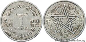 R7961 Morocco 1 Franc Mohammed V AH 1370 1951 A Paris -> Make offer
