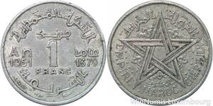 R7965 Morocco 1 Franc Mohammed V AH 1370 1951 A Paris -> Make offer