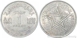 R7966 Morocco 1 Franc Mohammed V AH 1370 1951 A Paris -> Make offer