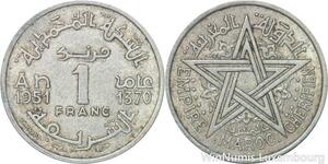 R7970 Morocco 1 Franc Mohammed V AH 1370 1951 A Paris -> Make offer