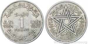 R7971 Morocco 1 Franc Mohammed V AH 1370 1951 A Paris -> Make offer