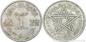 R7972 Morocco 1 Franc Mohammed V AH 1370 1951 A Paris -> Make offer