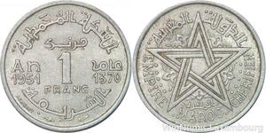 R7973 Morocco 1 Franc Mohammed V AH 1370 1951 A Paris -> Make offer