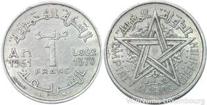 R7974 Morocco 1 Franc Mohammed V AH 1370 1951 A Paris -> Make offer