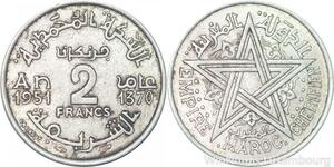 R7976 Morocco 2 Francs Mohammed V AH 1370 1951 A Paris -> Make offer