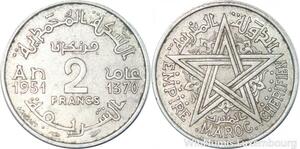 R7977 Morocco 2 Francs Mohammed V AH 1370 1951 A Paris -> Make offer