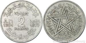 R7979 Morocco 2 Francs Mohammed V AH 1370 1951 A Paris -> Make offer