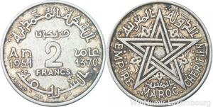 R7981 Morocco 2 Francs Mohammed V AH 1370 1951 A Paris -> Make offer