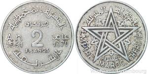 R7984 Morocco 2 Francs Mohammed V AH 1370 1951 A Paris -> Make offer