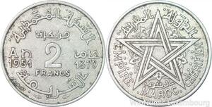 R7985 Morocco 2 Francs Mohammed V AH 1370 1951 A Paris -> Make offer