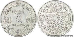 R7986 Morocco 2 Francs Mohammed V AH 1370 1951 A Paris -> Make offer