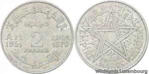 R7988 Morocco 2 Francs Mohammed V AH 1370 1951 A Paris -> Make offer