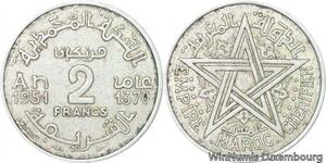 R7989 Morocco 2 Francs Mohammed V AH 1370 1951 A Paris -> Make offer