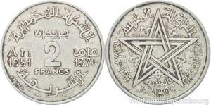 R7997 Morocco 2 Francs Mohammed V AH 1370 1951 A Paris -> Make offer