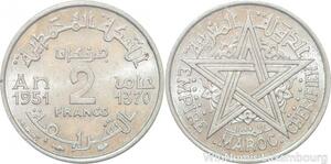 R7999 Morocco 2 Francs Mohammed V AH 1370 1951 A Paris -> Make offer