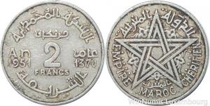 R8001 Morocco 2 Francs Mohammed V AH 1370 1951 A Paris -> Make offer