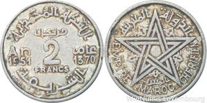 R8004 Morocco 2 Francs Mohammed V AH 1370 1951 A Paris -> Make offer