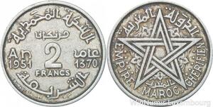 R8006 Morocco 2 Francs Mohammed V AH 1370 1951 A Paris -> Make offer