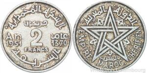 R8009 Morocco 2 Francs Mohammed V AH 1370 1951 A Paris -> Make offer