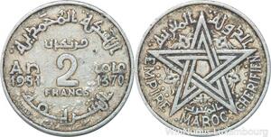 R8010 Morocco 2 Francs Mohammed V AH 1370 1951 A Paris -> Make offer