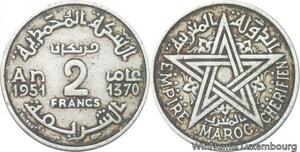 R8011 Morocco 2 Francs Mohammed V AH 1370 1951 A Paris -> Make offer