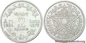 R8014 Morocco 2 Francs Mohammed V AH 1370 1951 A Paris AU -> Make offer