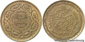 R8025 Tunisie 5 Francs Muhammad VIII AH 1365 1946 -> Make offer
