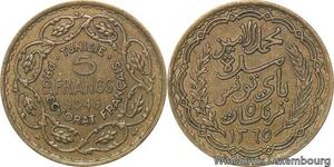 R8028 Tunisie 5 Francs Muhammad VIII AH 1365 1946 -> Make offer