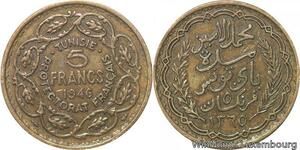 R8031 Tunisie 5 Francs Muhammad VIII AH 1365 1946 -> Make offer