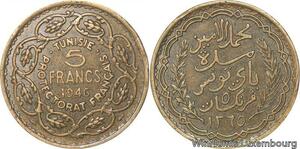 R8033 Tunisie 5 Francs Muhammad VIII AH 1365 1946 -> Make offer