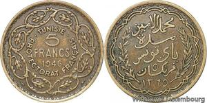 R8051 Tunisie 5 Francs Muhammad VIII AH 1365 1946 -> Make offer