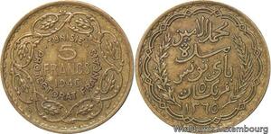 R8052 Tunisie 5 Francs Muhammad VIII AH 1365 1946 -> Make offer