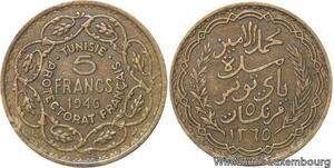 R8053 Tunisie 5 Francs Muhammad VIII AH 1365 1946 -> Make offer