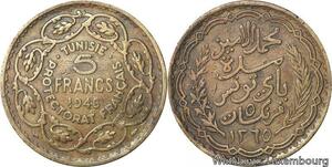 R8055 Tunisie 5 Francs Muhammad VIII AH 1365 1946 -> Make offer