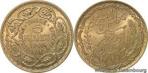R8057 Tunisie 5 Francs Muhammad VIII AH 1365 1946 UNC -> Make offer