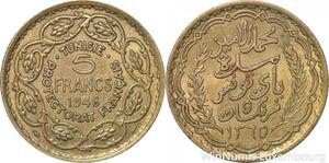 R8058 Tunisie 5 Francs Muhammad VIII AH 1365 1946 AU -> Make offer