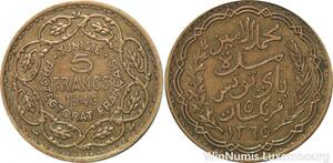 R8059 Tunisie 5 Francs Muhammad VIII AH 1365 1946 -> Make offer