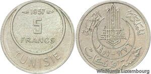 R8179 Tunisia 5 Francs Muhammad al-Amin Bey AH 1370 1950 A Paris -> Make offer