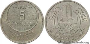 R8181 Tunisia 5 Francs Muhammad al-Amin Bey AH 1370 1950 A Paris -> Make offer