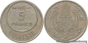 R8183 Tunisia 5 Francs Muhammad al-Amin Bey AH 1370 1950 A Paris -> Make offer